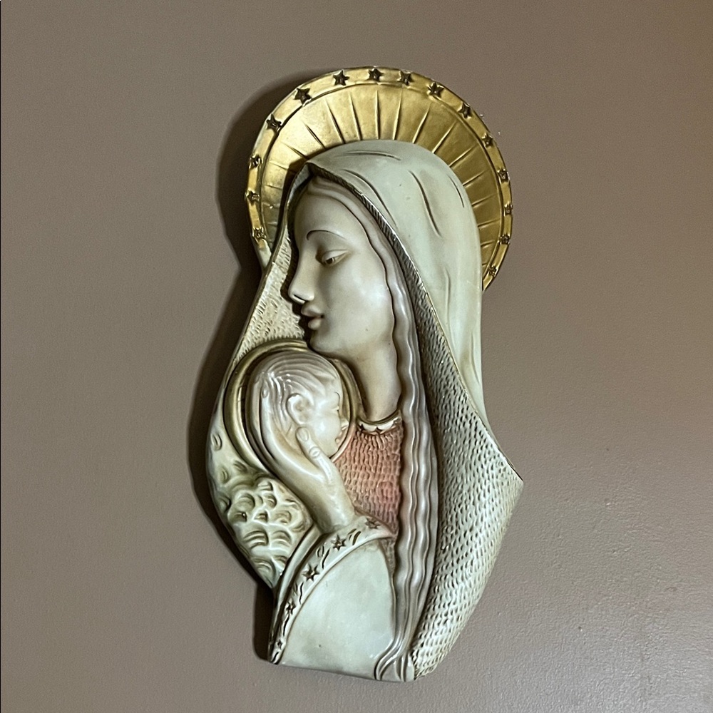 😄MCM Virgin Mary baby Jesus ceramic hanging